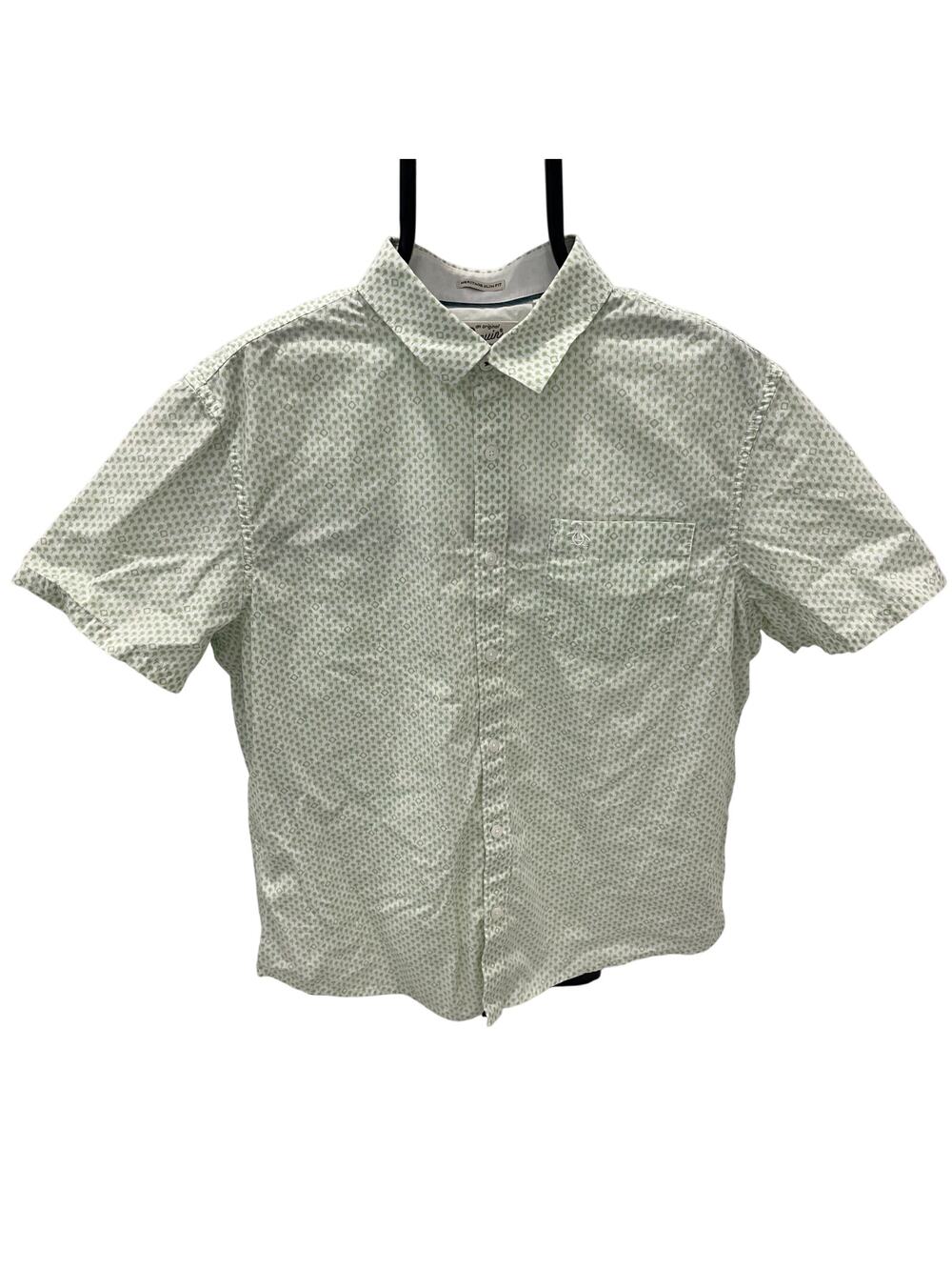 Penguin Munsingwear Men's LG Heritage Slim Fit Green Palm Tree Print Shirt